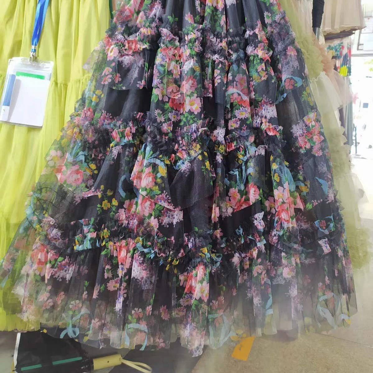 ACCITY - Wholesale Skirt - Women's - COLORFUL FLORAL MESH PRINT PLEATED TULLE SKIRT_CWBLS03997