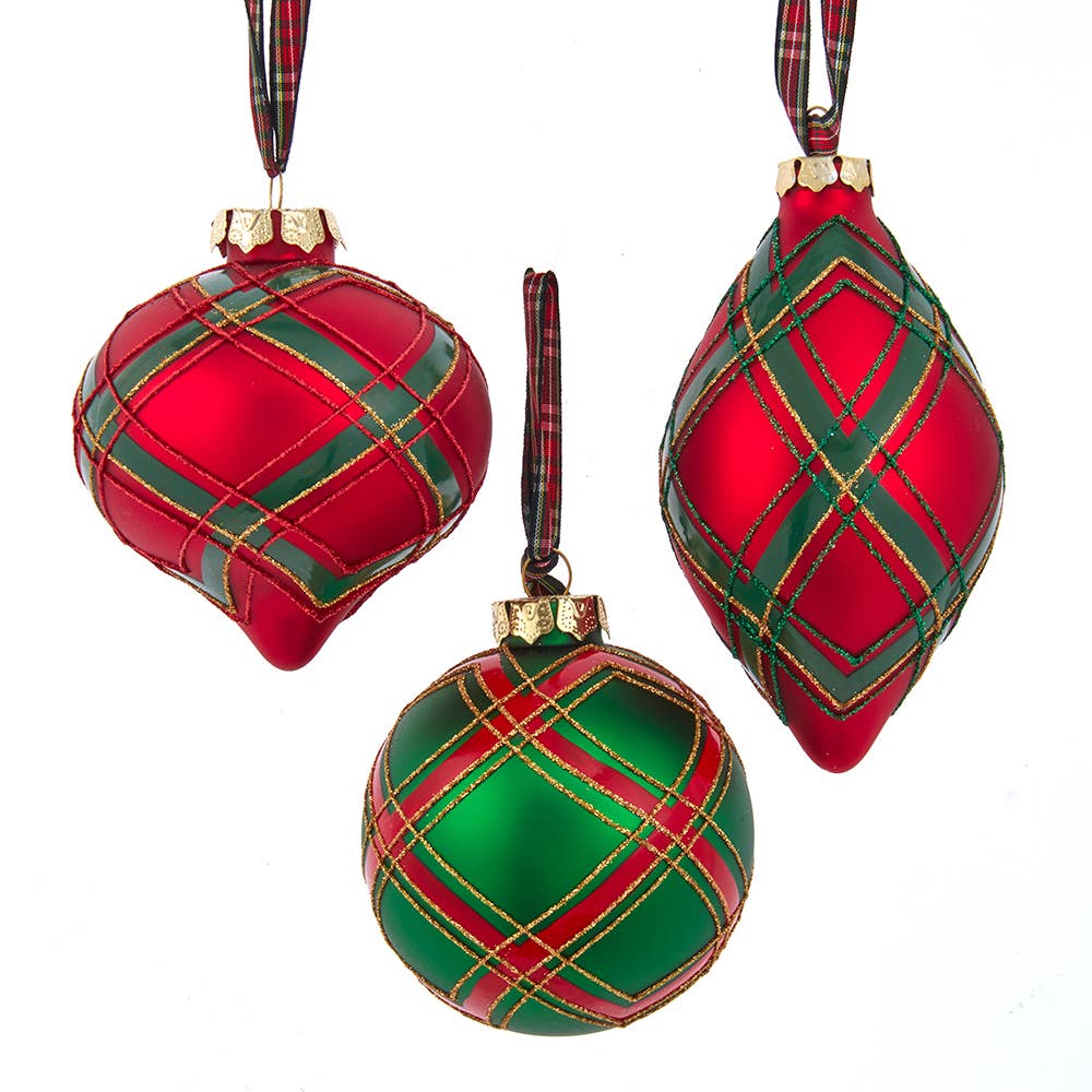 Kurt S. Adler, Inc. - Wholesale Ornament Set - 70-80MM R/GREEN PLD BALL/ONION/FINIAL0