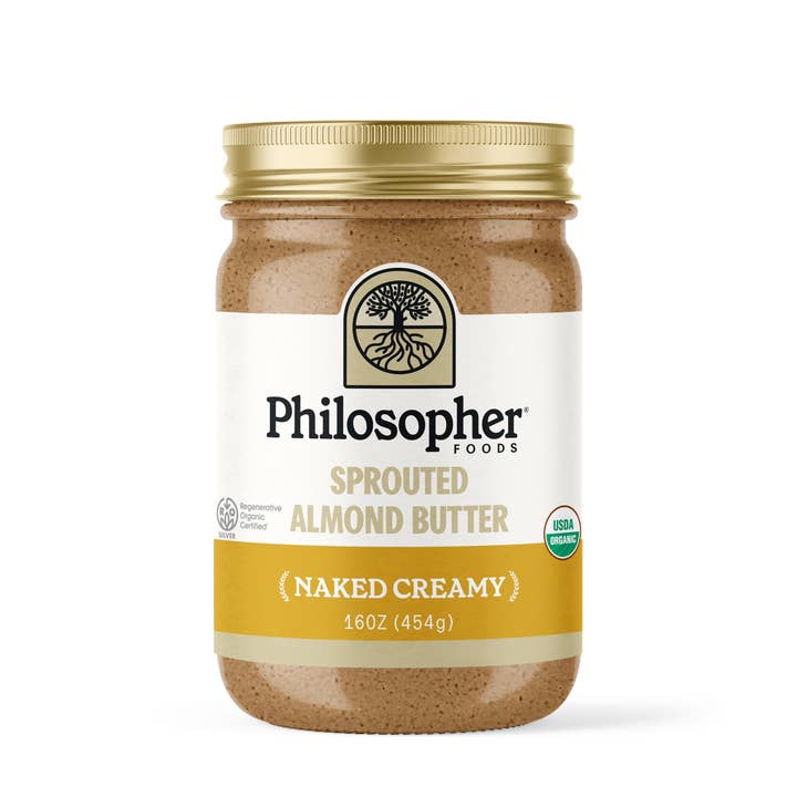 Philosopher Foods - Wholesale Nut Butter - Naked Creamy Sprouted Almond Butter 16oz0