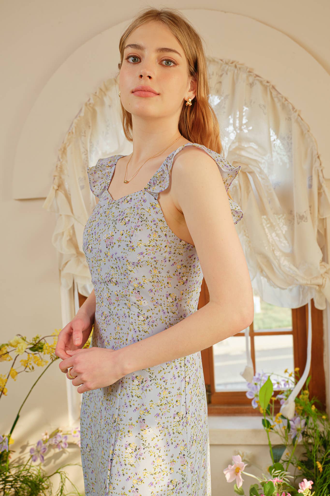 ROSIE POSIE - Wholesale Dress - Women's - RP2395 - Blue Blossom Print Long Dress7