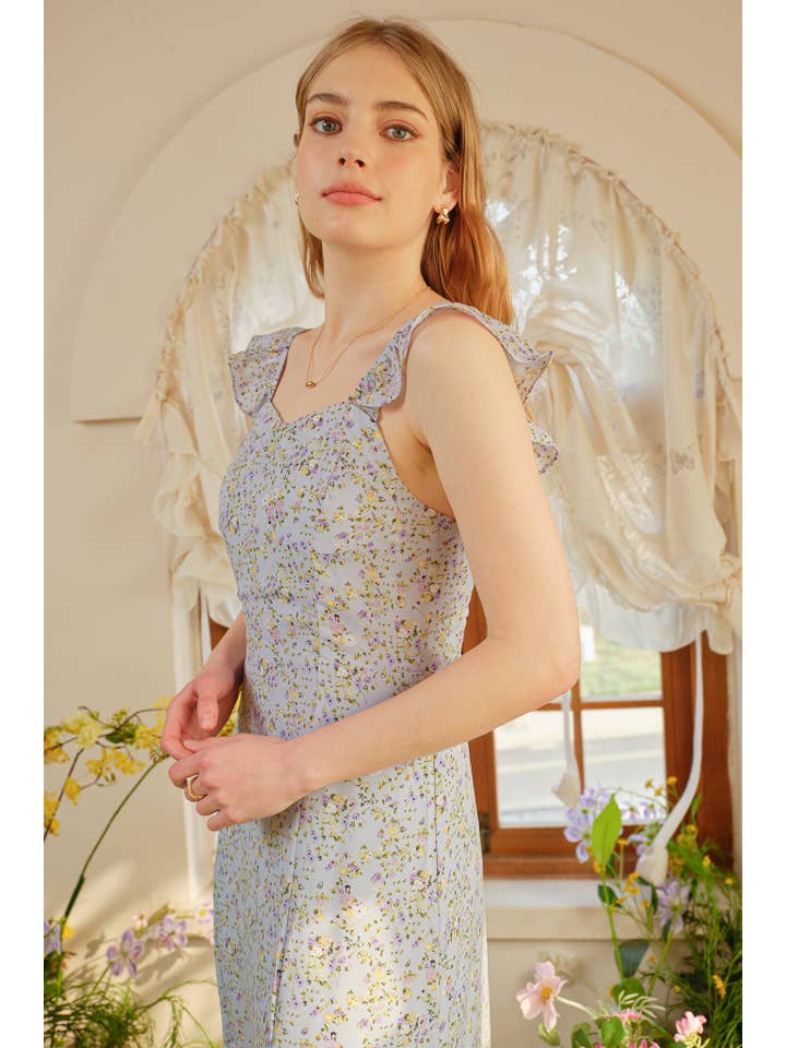 ROSIE POSIE - Wholesale Dress - Women's - RP2395 - Blue Blossom Print Long Dress7