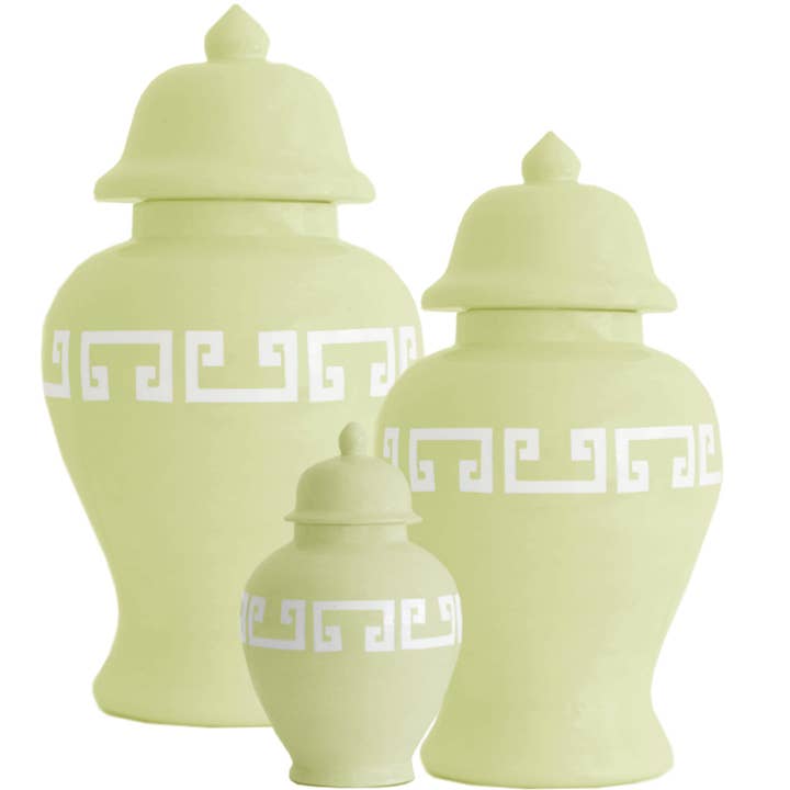 Spring Green Greek Key Ginger Jars for wholesale by Lo Home | Ruby Clay