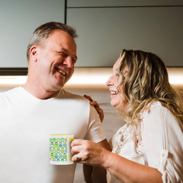 3dRose - Wholesale Coffee Mug - 3dRose, Cute Russian Matryoshka Nesting Dolls Print - Cool Colors White, Mug3