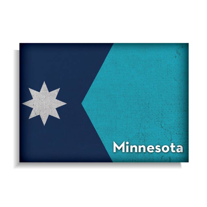 Magnet: Minnesota Distressed US State Flag (New Design) for wholesale by BetterMagnets.com by Design Studio 88 Inc