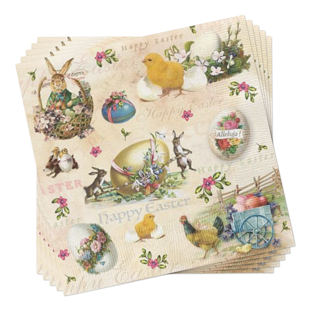 European Excellency - Wholesale Disposable Napkin - Vintage Easter Animals Lunch Napkins - Easter Napkins1