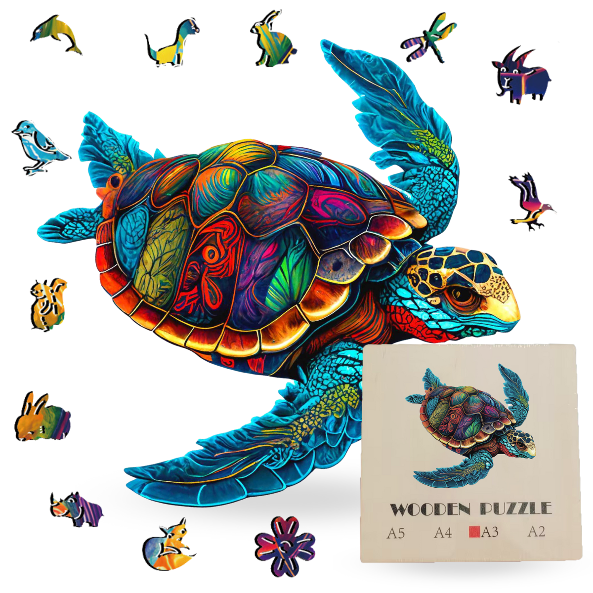 Crafthub – wholesale Puzzle – Adult – Captivating Turtle Wooden Jigsaw Puzzle - Elegant3