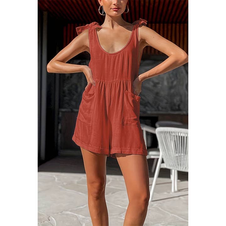 Sommer ensfarvet ærmeløs romper for engroshandel hos Paperdoll