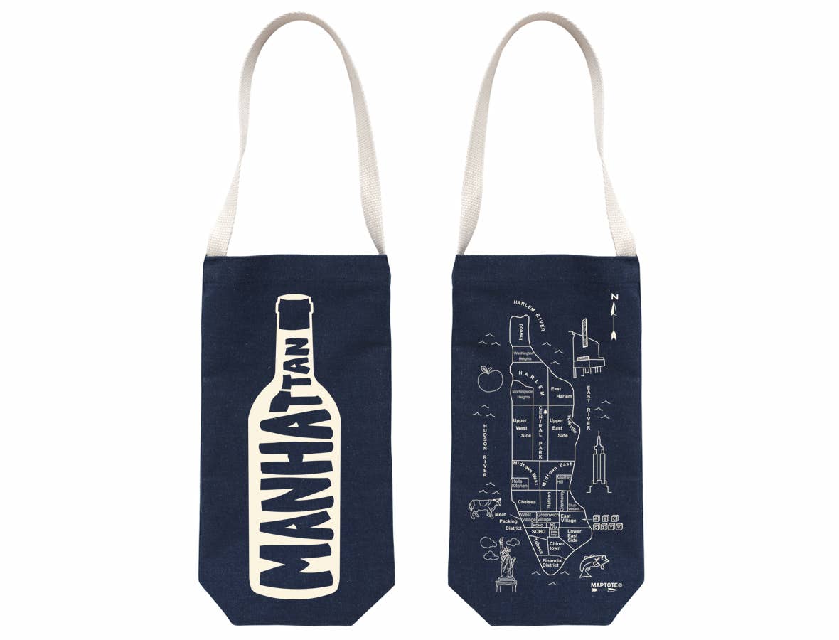 Maptote - Wholesale Wine Tote - Manhattan Single Wine Totes - USA Made Cotton Canvas Bag1