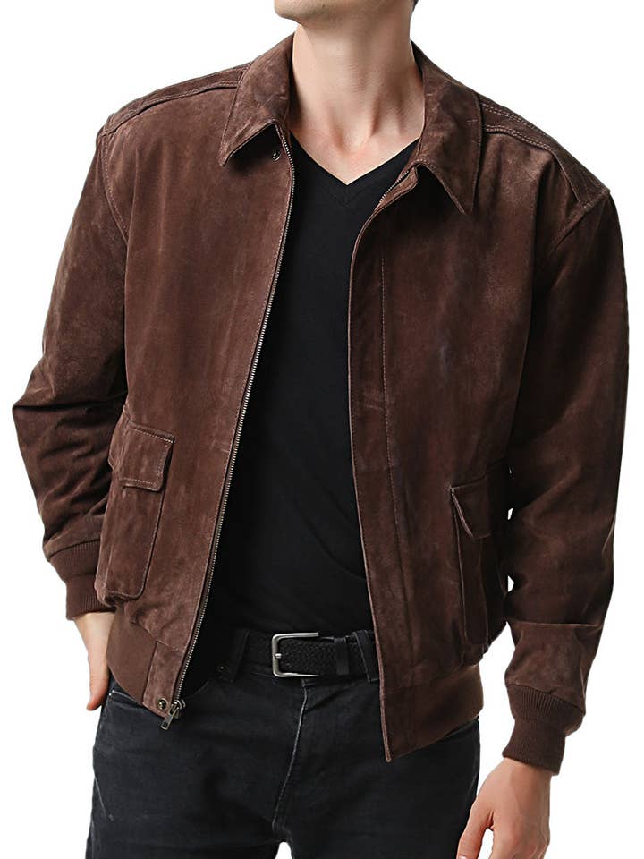 Landing Leathers Air Force A-2 Flight Bomber da uomo in pelle scamosciata per la vendita all'ingrosso da parte di Landing Leathers