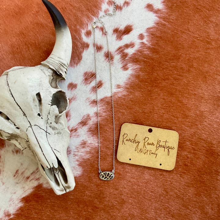 Leopard Print Oval Western Pendant Necklace for wholesale by Ranchy Roan Boutique