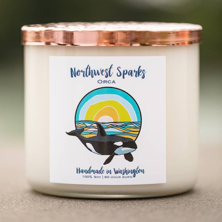 Vela en tarro de cera de soja Orca con aroma a ámbar para venta al por mayor de Northwest Sparks