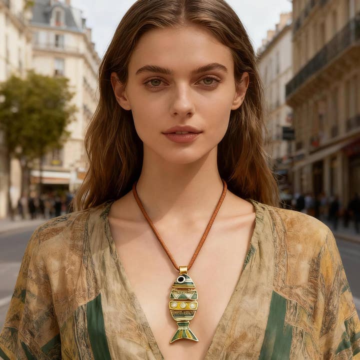 🐟 Bohemian fish necklace ✨🌿 for wholesale by Miss Minna