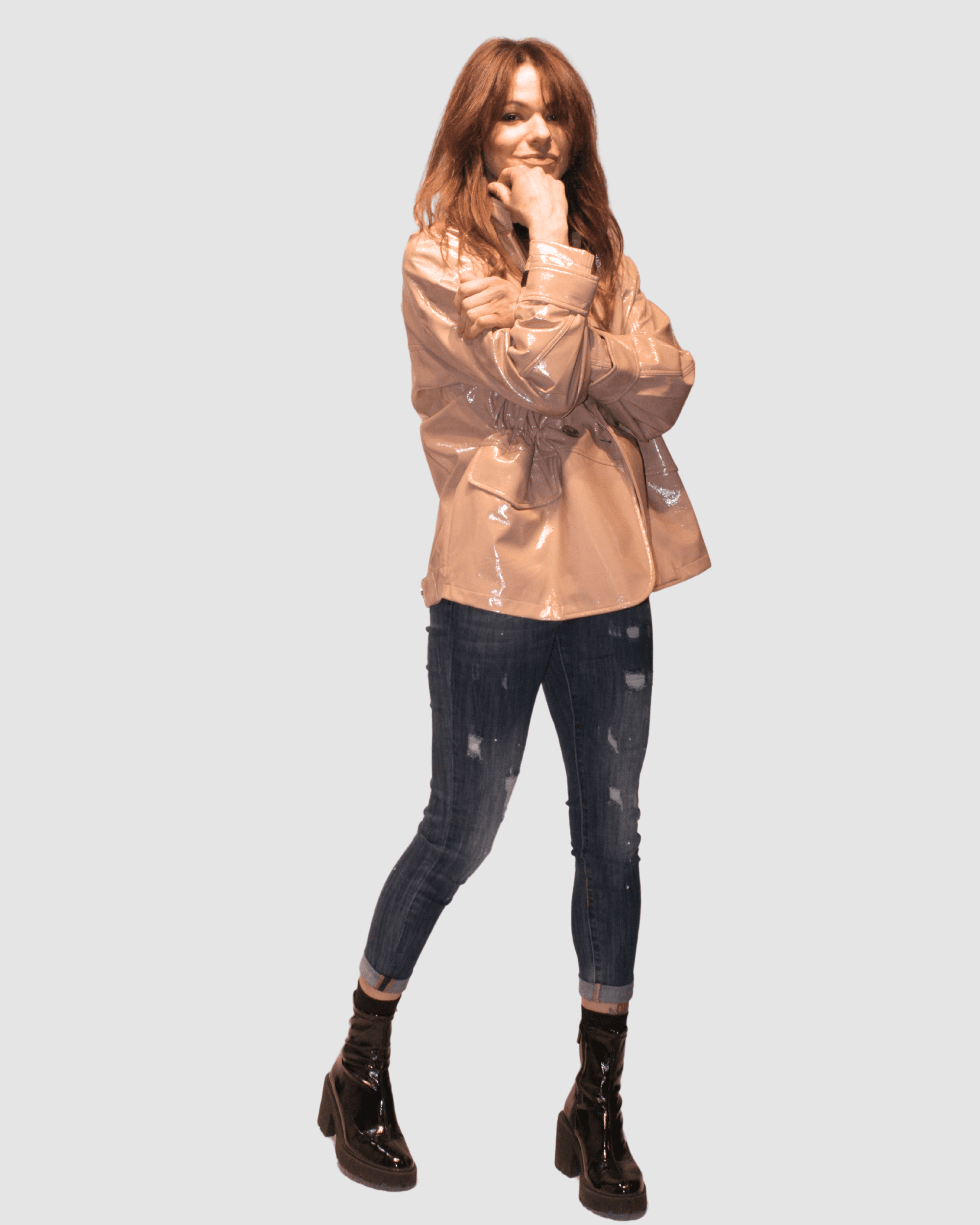 BanBat - Wholesale Leather Jacket - Women's - Imitation leather jacket with acharolate effect - REF: 1401075