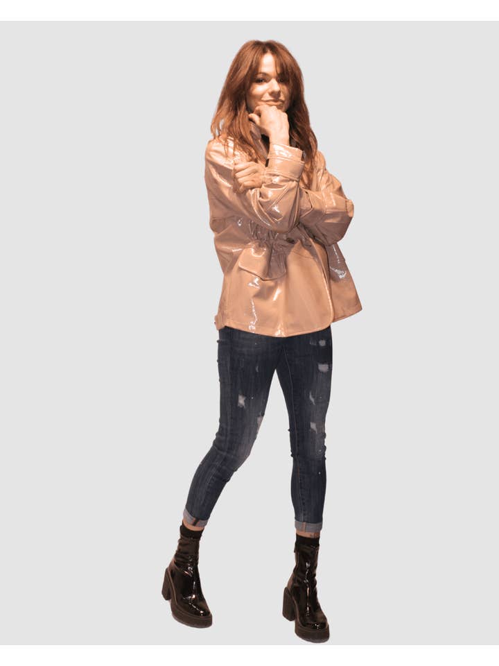 BanBat - Wholesale Leather Jacket - Women's - Imitation leather jacket with acharolate effect - REF: 1401075