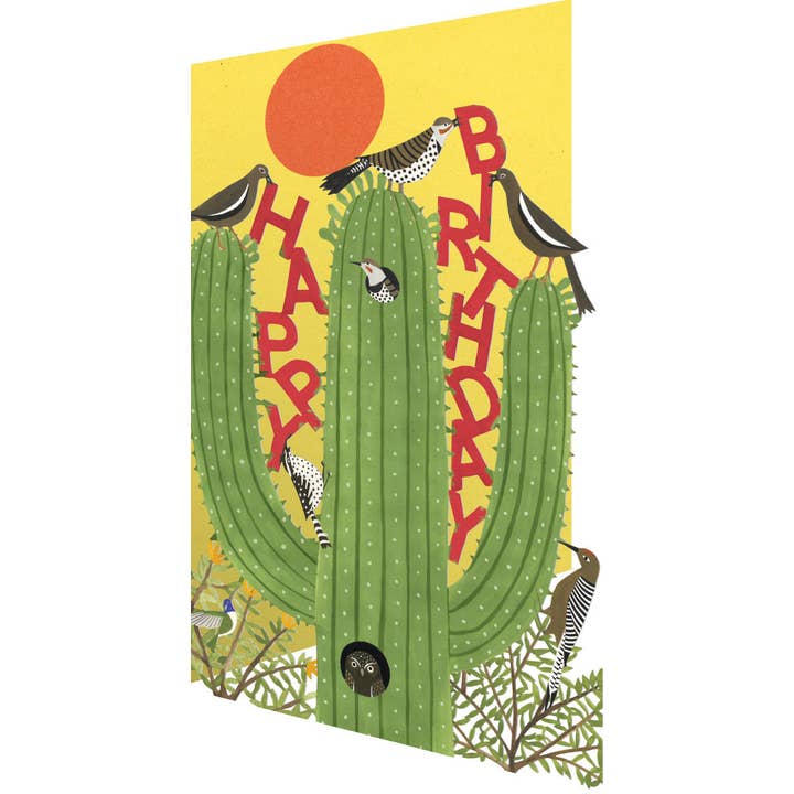 Roger La Borde - Venta al por mayor Tarjetas de cumpleaños - Tarjeta de cumpleaños con corte láser de cactus alto individual - GC 2438