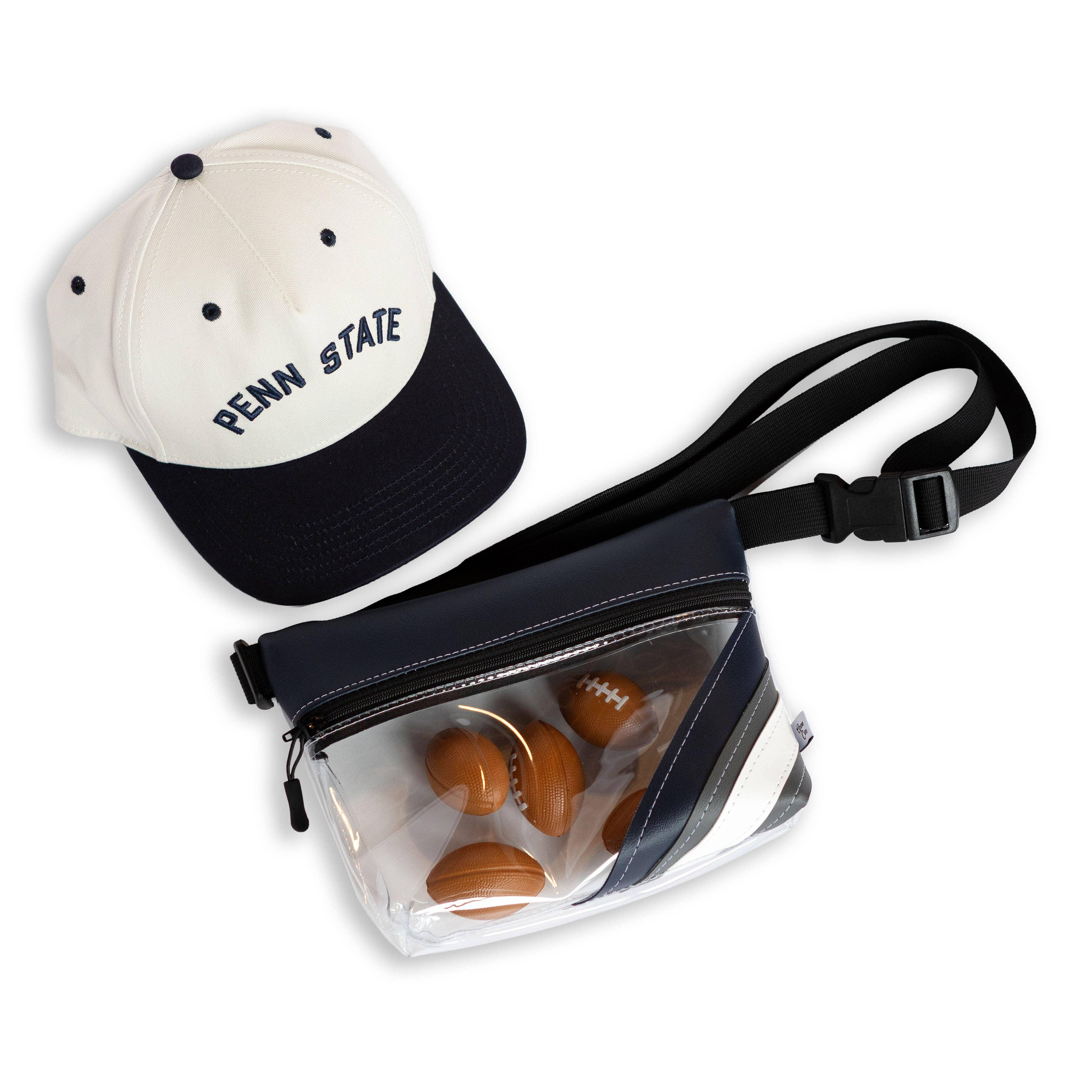 Navy Yellow West Virginia University Football Stadium Clear Stripe Game Day Fanny Pack for wholesale on Faire1