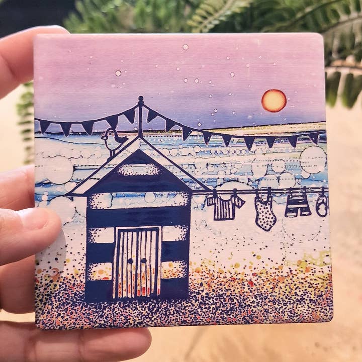 172-C Solo Beach Hut (CR) Coaster for wholesale by By Jo Crafts
