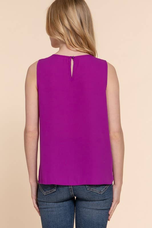 Active Basic | Active USA - Wholesale Blouse - Women's - Sleeveless Round Neck Woven Top13