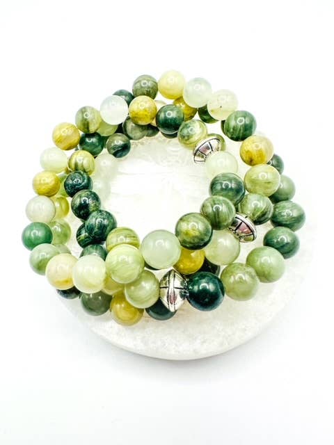 Agate aux algues marines avec perle décorative argentée pour la vente par B.Birdwatcher Spiritual Stones