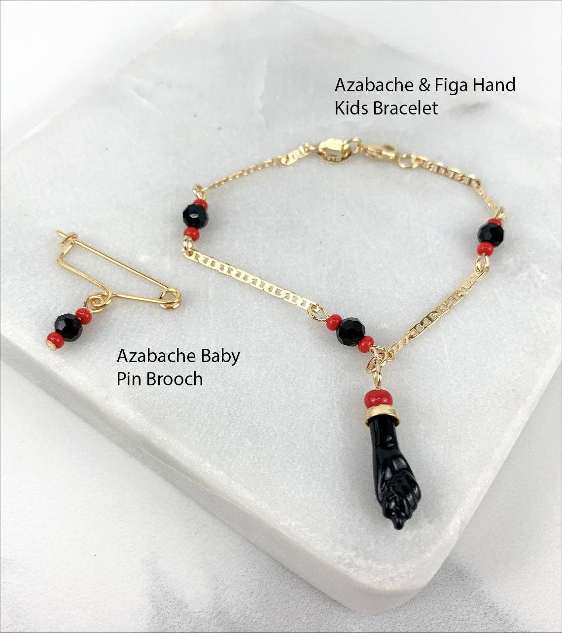 Luxus Accessories - Wholesale Brooch - 18k Gold Filled Azabache Baby Pin Brooch or Bracelet8
