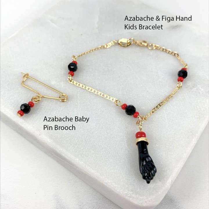 Luxus Accessories - Wholesale Brooch - 18k Gold Filled Azabache Baby Pin Brooch or Bracelet8