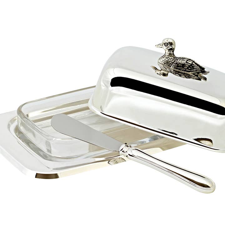 EDZARD – Großhandel Butterdosen – Butterdose Ente 13x18 cm, H 8 cm, Glaseinsatz