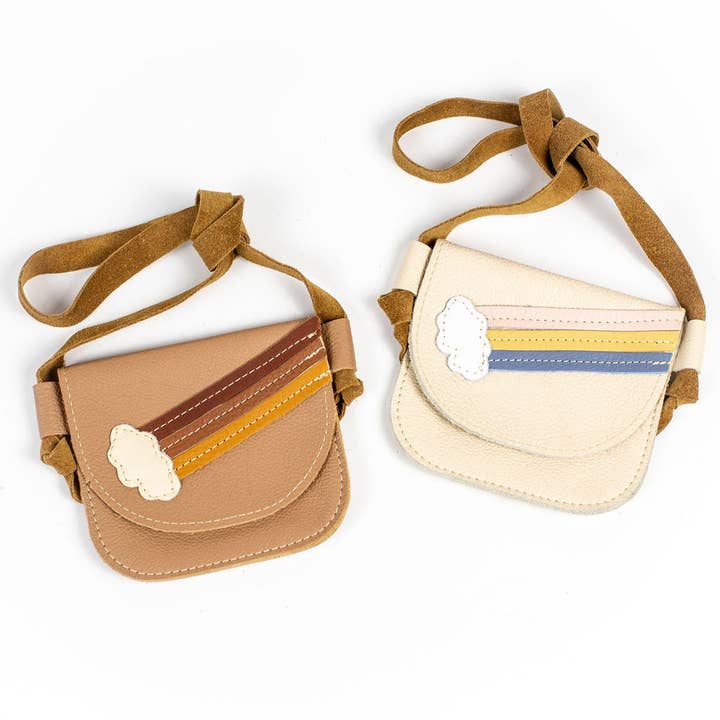 Cream & Oat Rainbow Leather PURSE Toddler & Kids for wholesale by Starry Knight Design