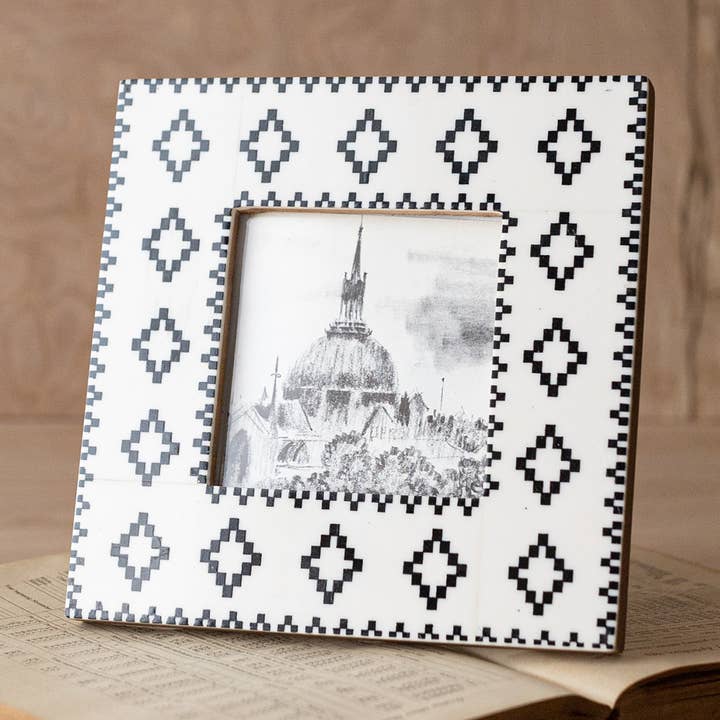 Rosalie 4x4 Photo Western Diamond Picture Frame Black Resin for wholesale by Foreside Home & Garden