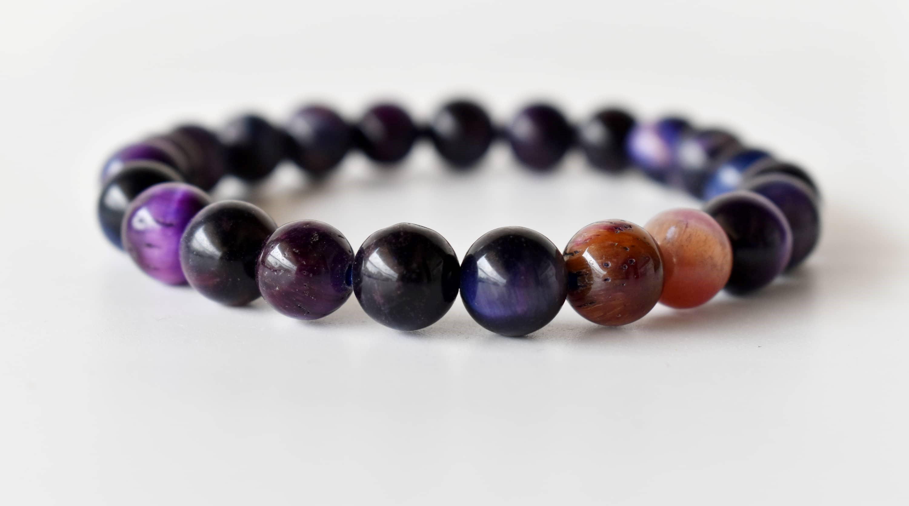 Soothing Crystals - Wholesale Beaded Bracelet - Healing Bracelet | Tiger Cats Eye Violet Gemstones Bracelets2