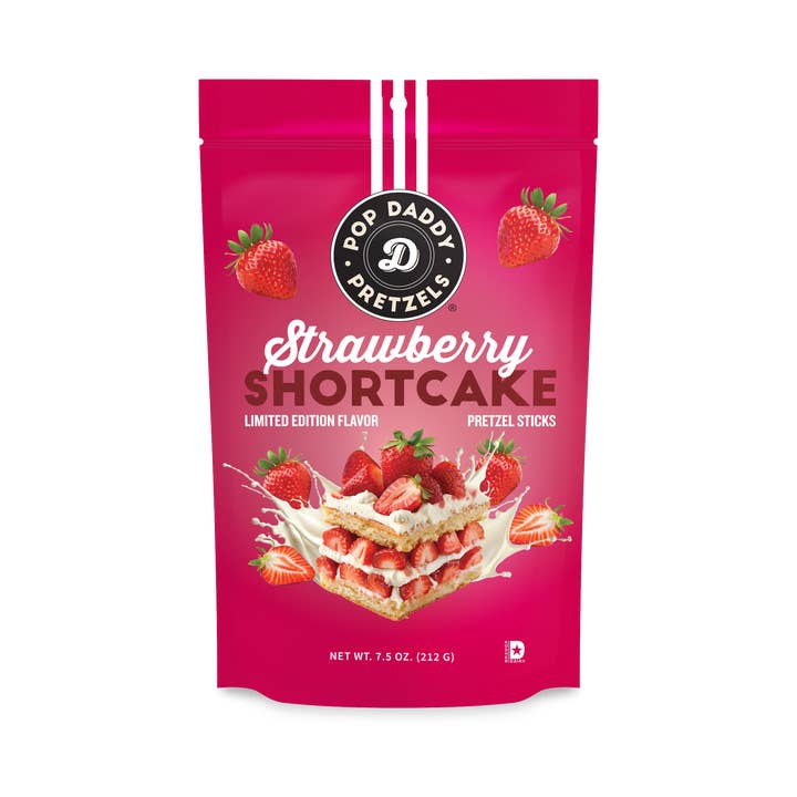 Pop Daddy Snacks - Wholesale Pretzels - Berry Delicious Strawberry Shortcake Pretzels 7.5oz 🍓🥨