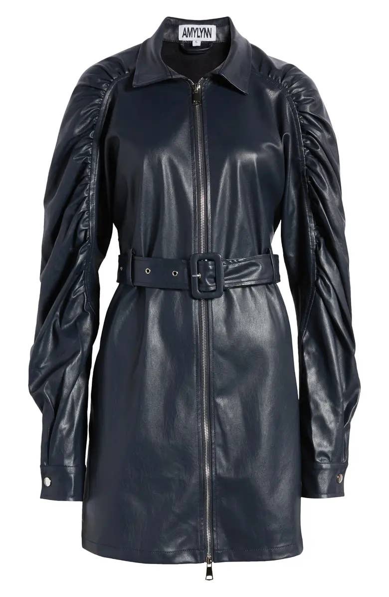 Amy Lynn - Wholesale Dress - Women's - Bia Faux Leather Belted Ruche Dress4
