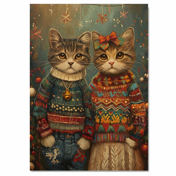 Kattungar i festliga julsweatrar platt rullad duk för wholesale av Art Paradise Studios