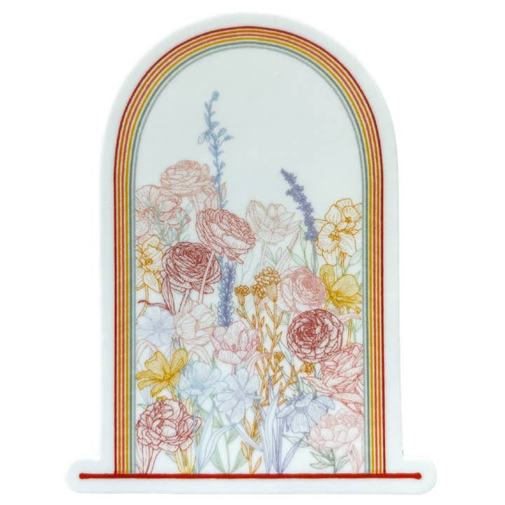 Rainbow Floral Dome Terrarium Sticker for wholesale by Fern and Skye