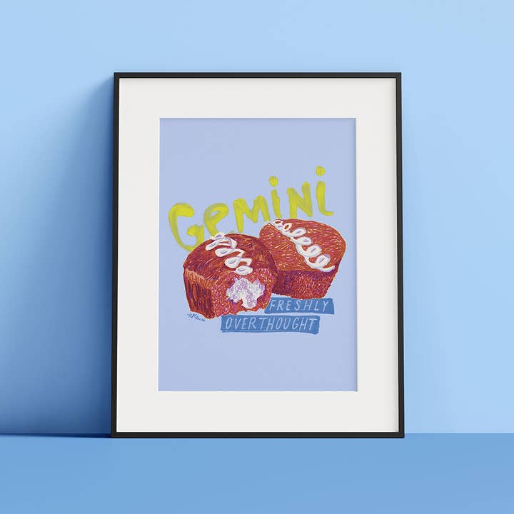 H Miller Ink Illustration Art wholesale products - Wholesale Art Print - Gemini Zodiac Art Print | Food Illustration | Lavender4