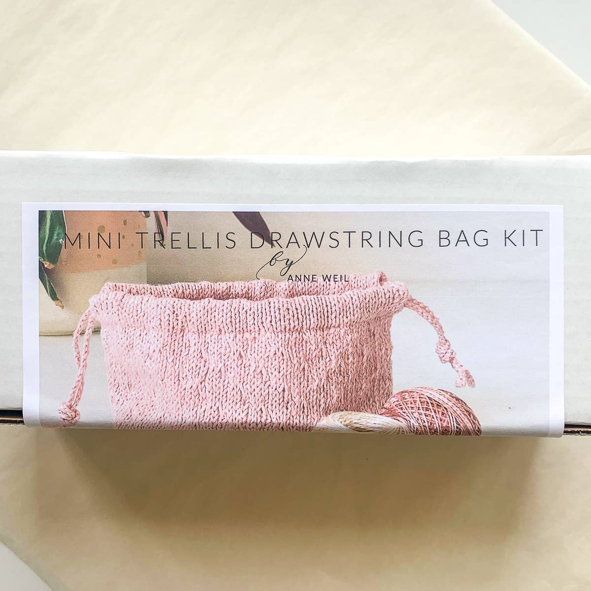 Flax & Twine - Wholesale Knitting/Crochet Supplies - Mini Trellis Stitch Drawstring Bag Kit10