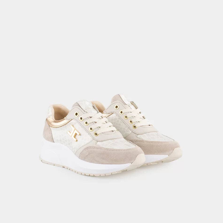 What a Shoes – wholesale Vardagssneakers - Dam – Golden snake sneakers i lack och mocka