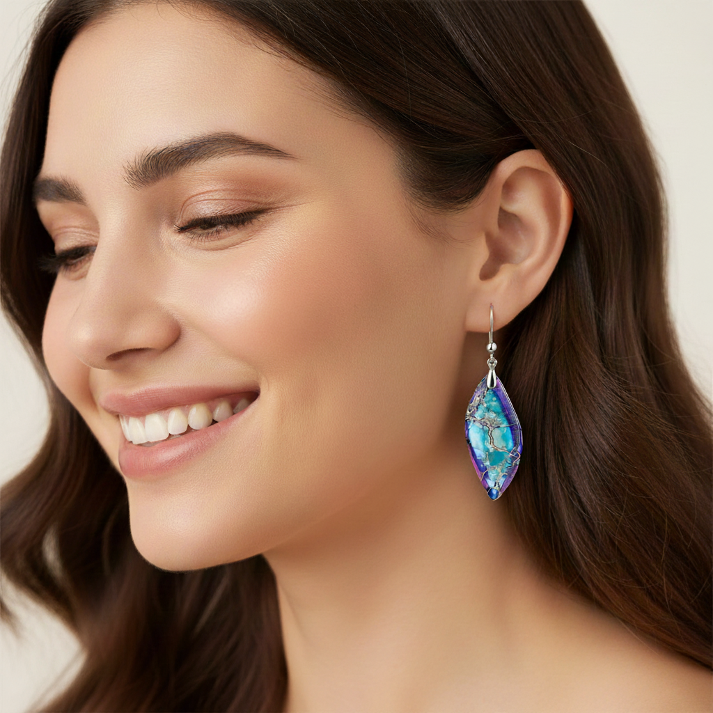 Cape Diablo - Wholesale Dangle Earrings - Jasper Leaf Dangle Earrings1