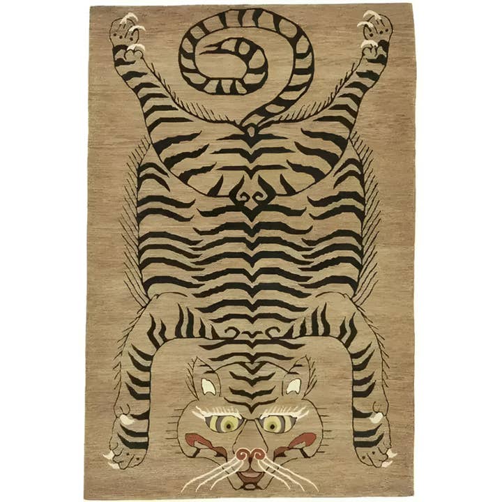 Tanned Jungle Cat Hand Tufted Wool Rug for wholesale by Maia Homes