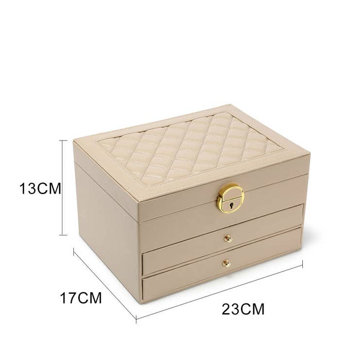 Papaya Fashion Ltd - Vente Boîte/rangement à bijoux - Boîte à bijoux verrouillable à 3 niveaux avec 2 tiroirs12