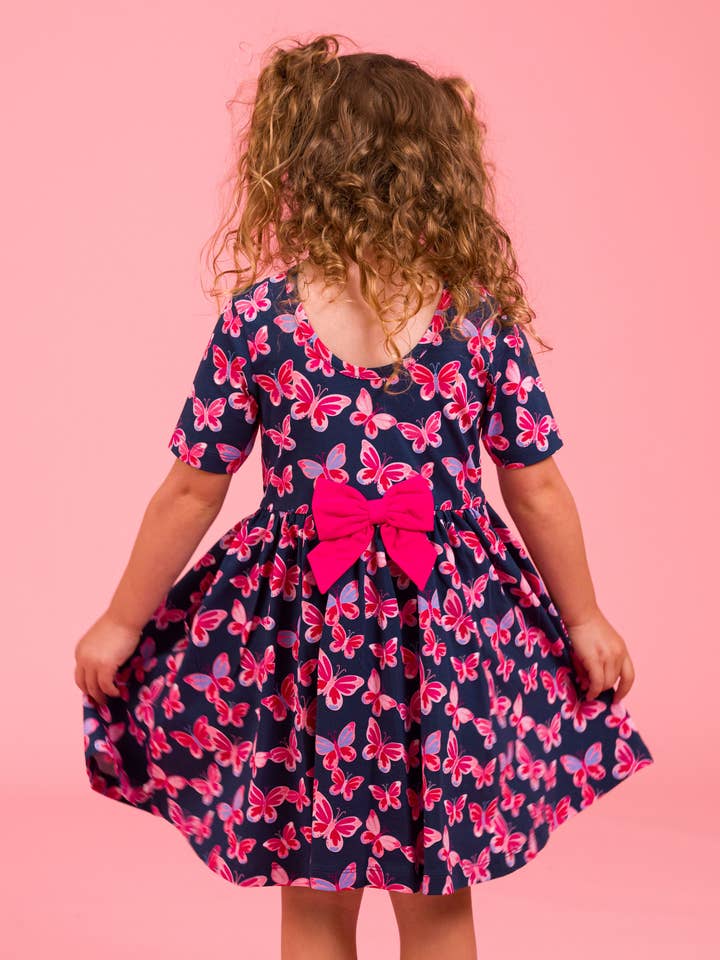 Girls Butterfly Bliss Short Sleeve Knit Twirl Dress
for wholesale by RuffleButts + RuggedButts