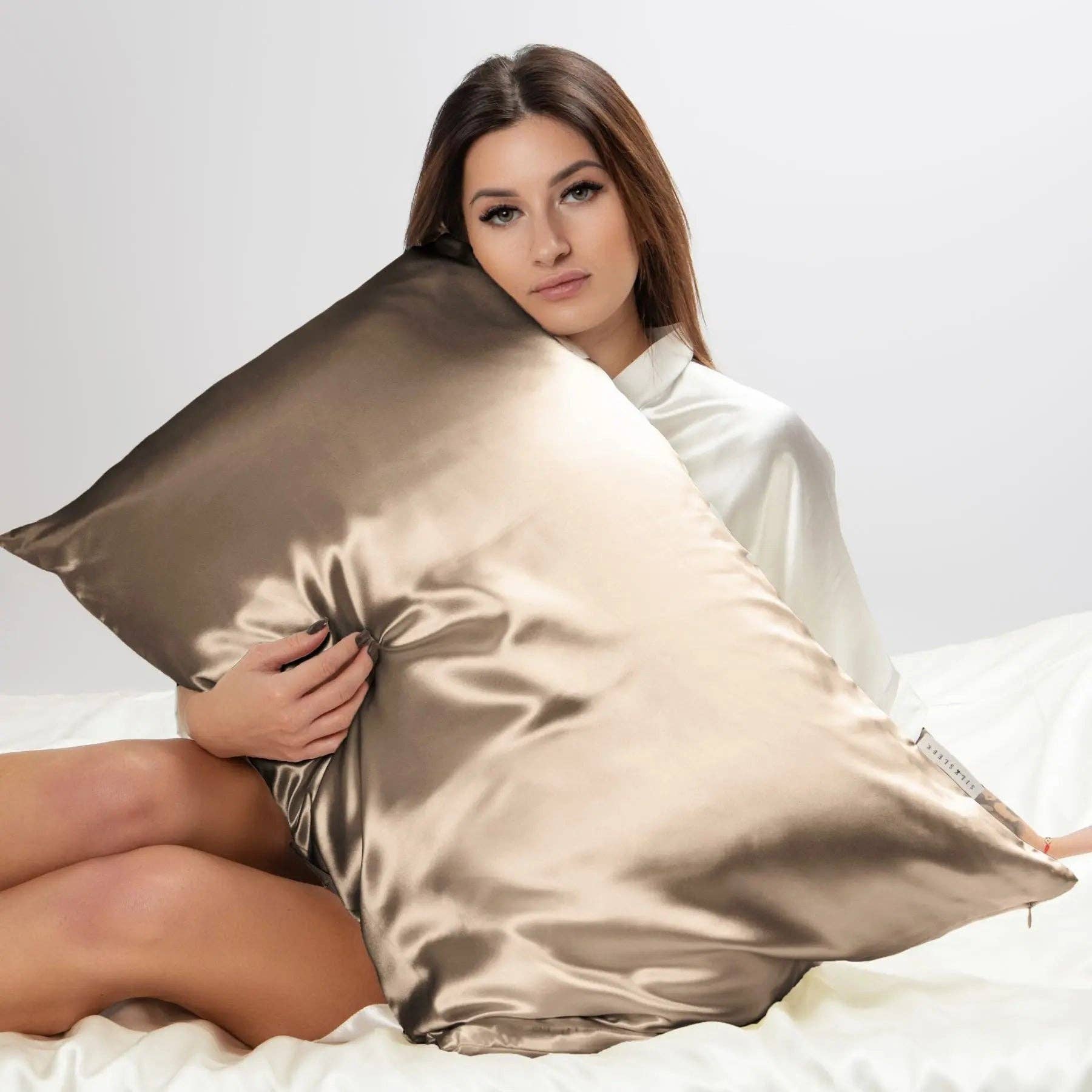 SilkSleek® - Wholesale Bedding Pillowcase/Sham - Taupe Silk Pillowcase1