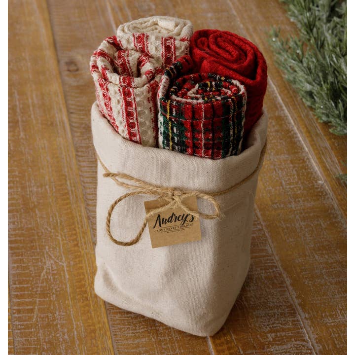 Audrey's Home & Gift - Vente Torchon - Ensemble de torchons d'hiver (lot de 04)