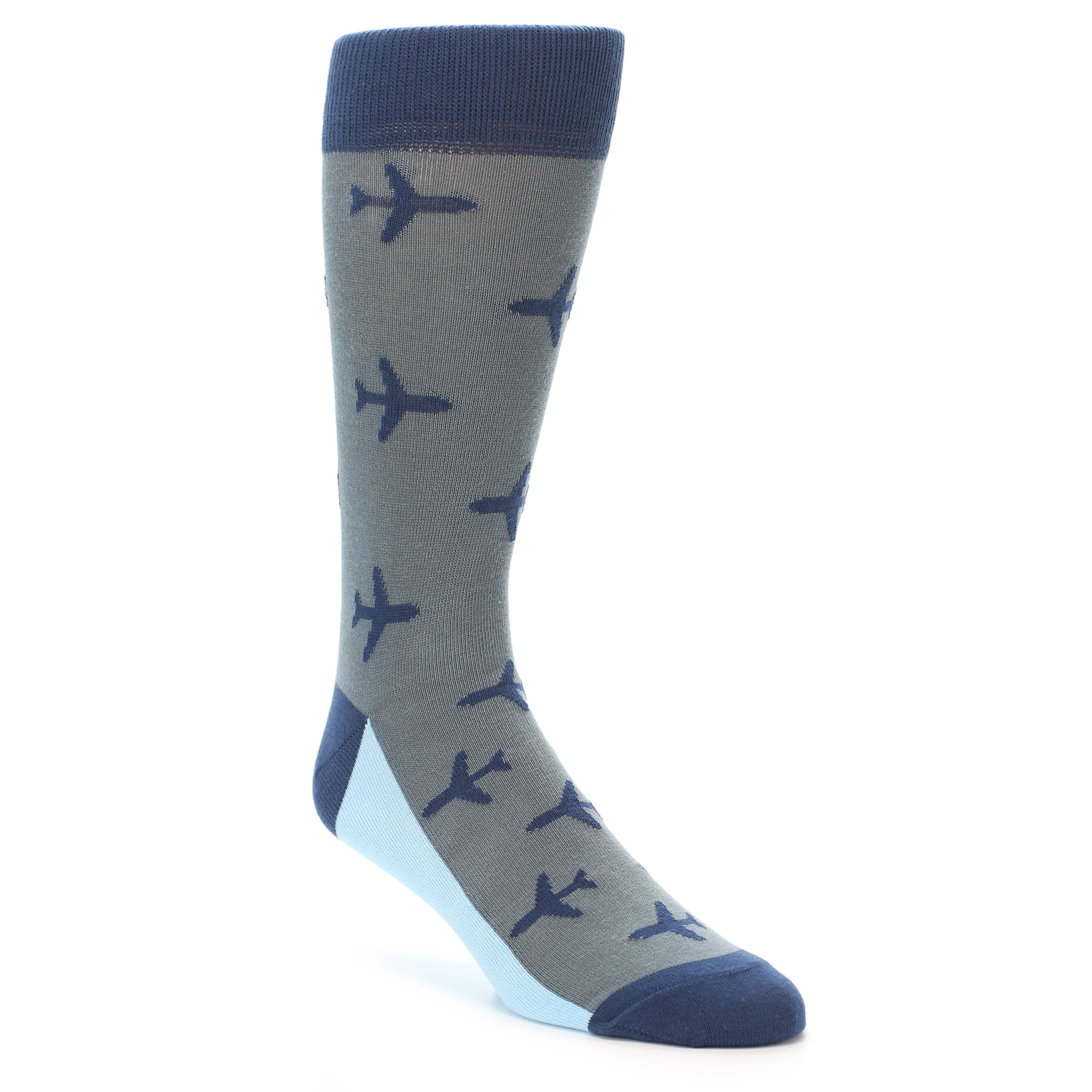 Statement Sockwear - Wholesale Socks - Men's - Gray Navy Airplane Aviation Pilot Men’s Dress Socks0