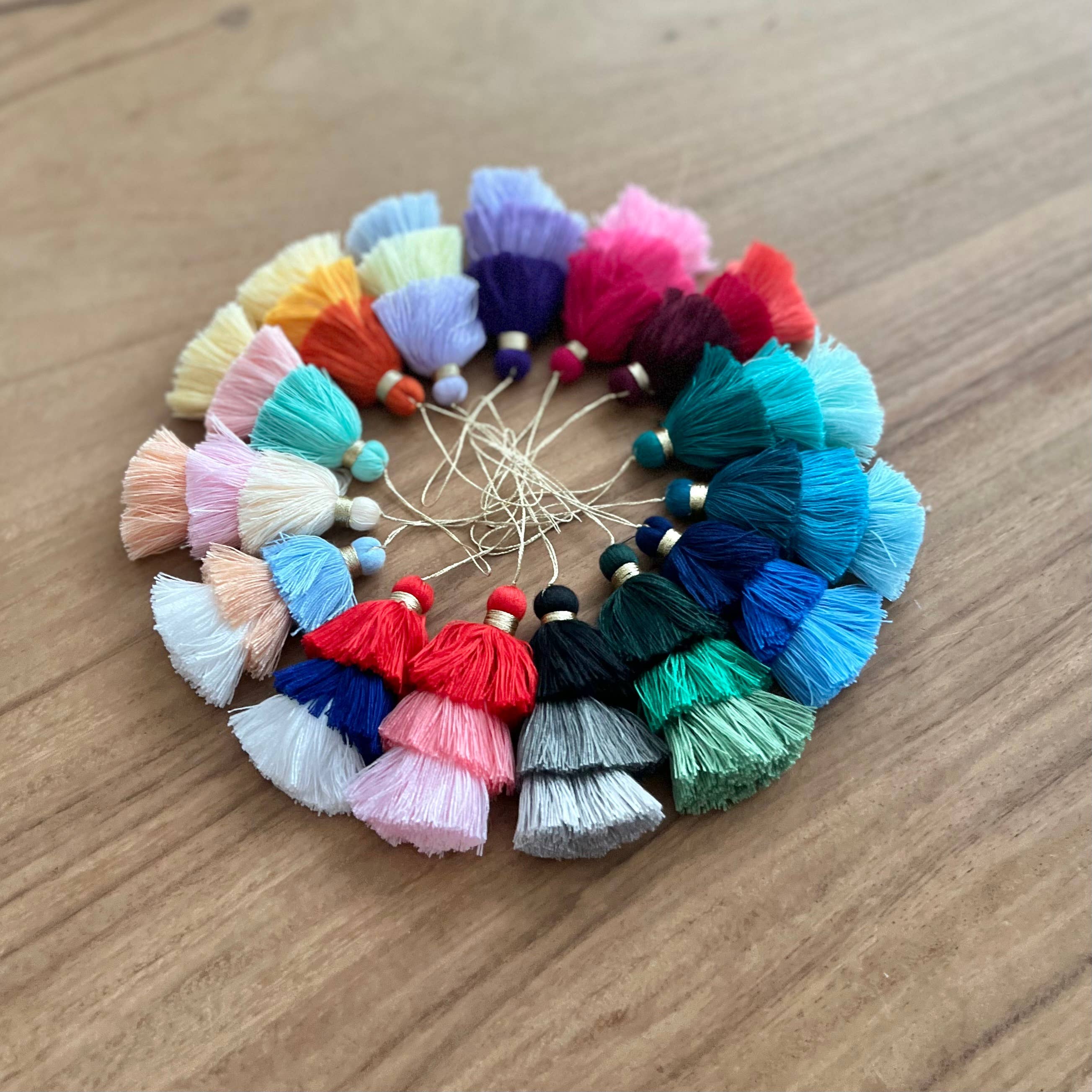 Palmy Pineapple - Wholesale Keychain - Women's - 3 Tiered Ombre Cotton Tassel with Gold Loop32