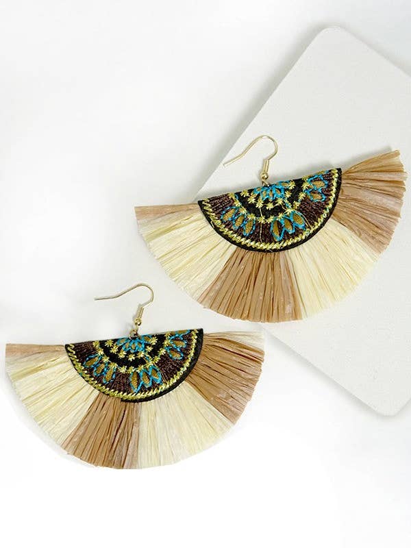 Raffia fan shape earring | 250338971 for wholesale by JOSSLYN by wall to wall