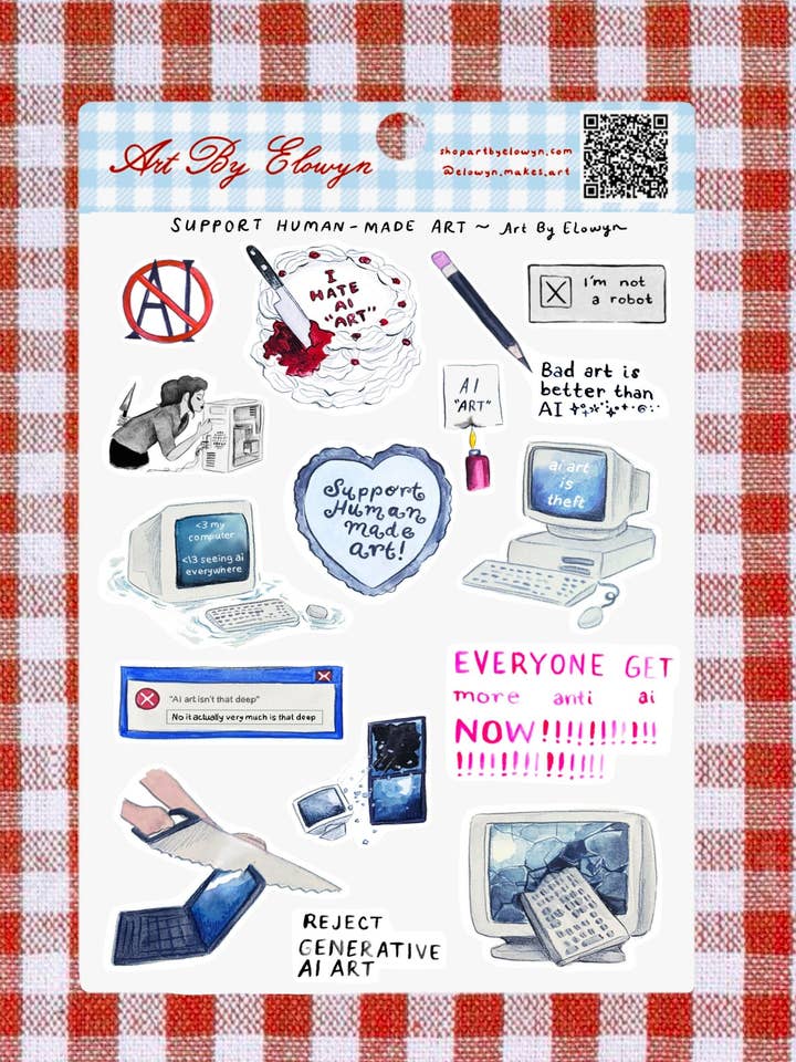 Support Human-Made Art Sticker Sheet for wholesale by Art By Elowyn
