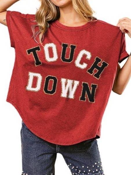 Game Day Letter Loose Fit Vintage Washed Top for wholesale by Vanilla Monkey