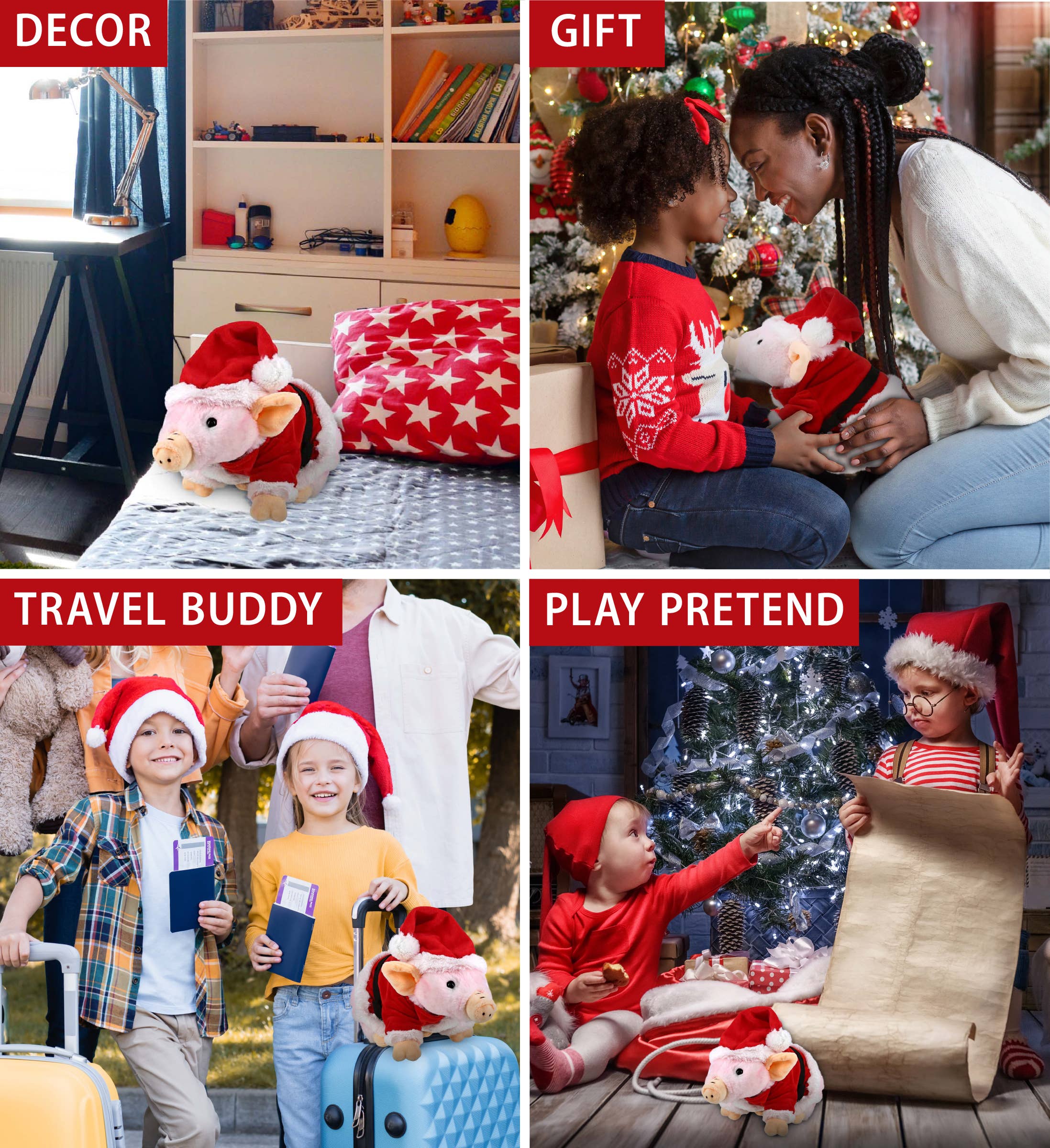Cota Global - Vendita all'ingrosso Peluche - Bambini e neonati - Babbo Natale di Peluche - Peluche Super Morbido - Maialino Accovacciato3