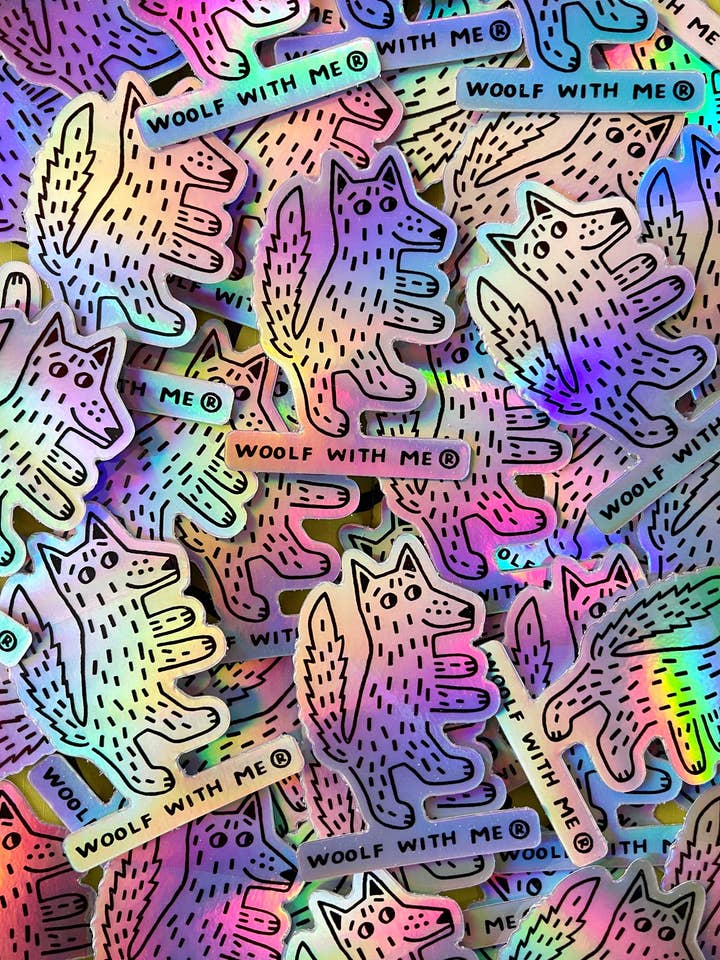 Wolf Holographic Vinyl Sticker for wholesale by WOOLF WITH ME®