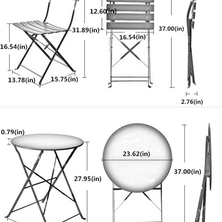 Peacock Blue 3-Piece Folding Bistro Set for Outdoors for wholesale on Faire